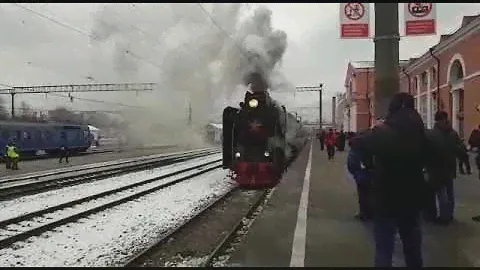 Отправление паровоза со станции Брянск-Орловский 22.11.2018 г.